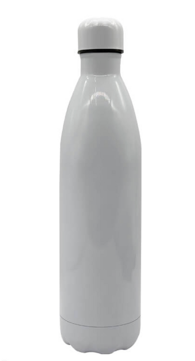 White Stainless Steel Tower Water Bottle 1L - Pixelwave